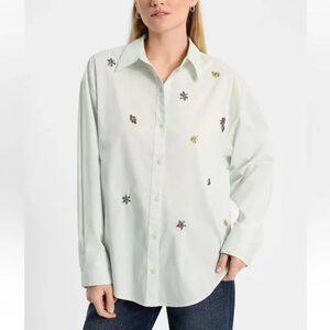 EXPRESS Embellished Boyfriend Portofino Shirt size Small